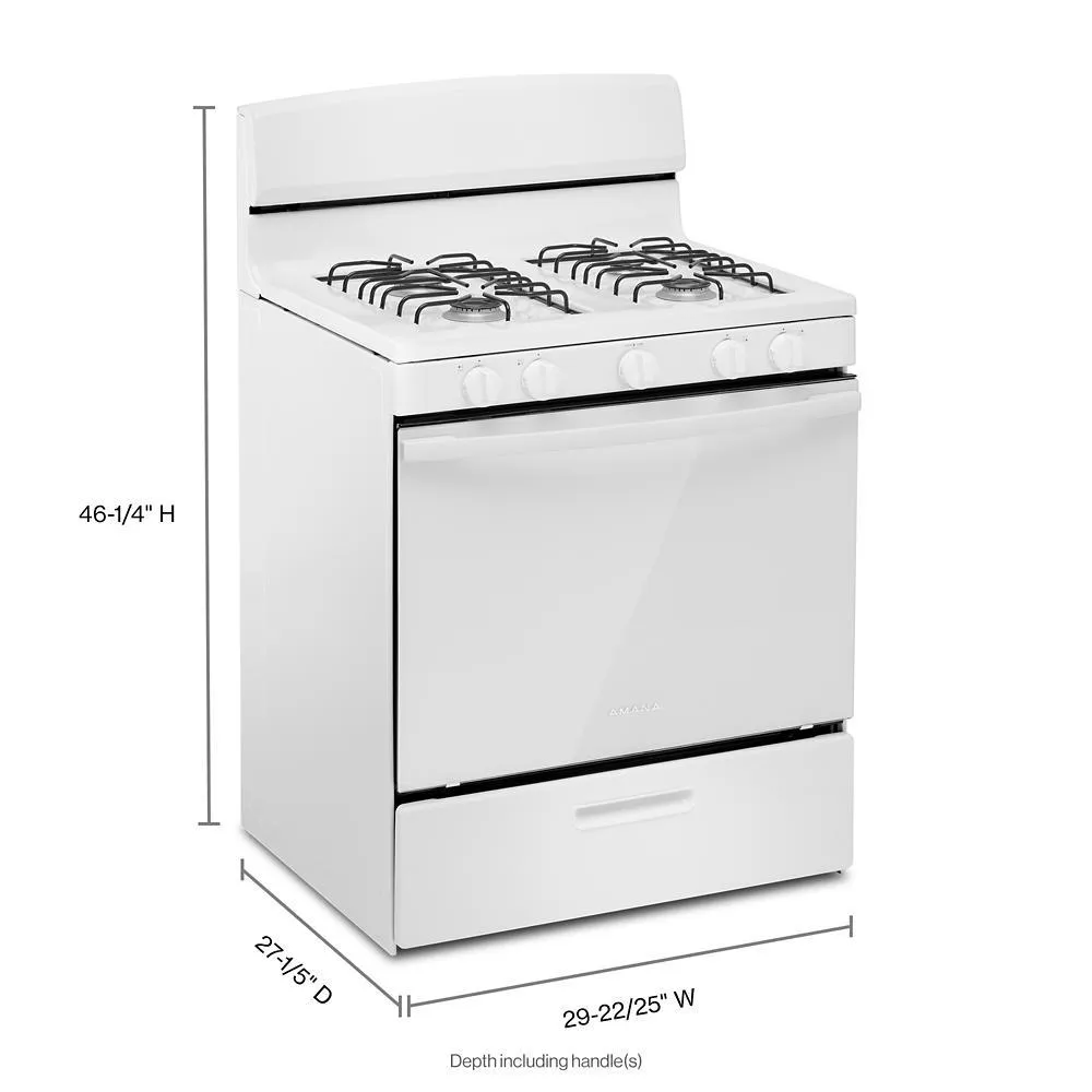Amana AGR4203MNW Amana 30-Inch Gas Range With Easy-Clean Glass Door