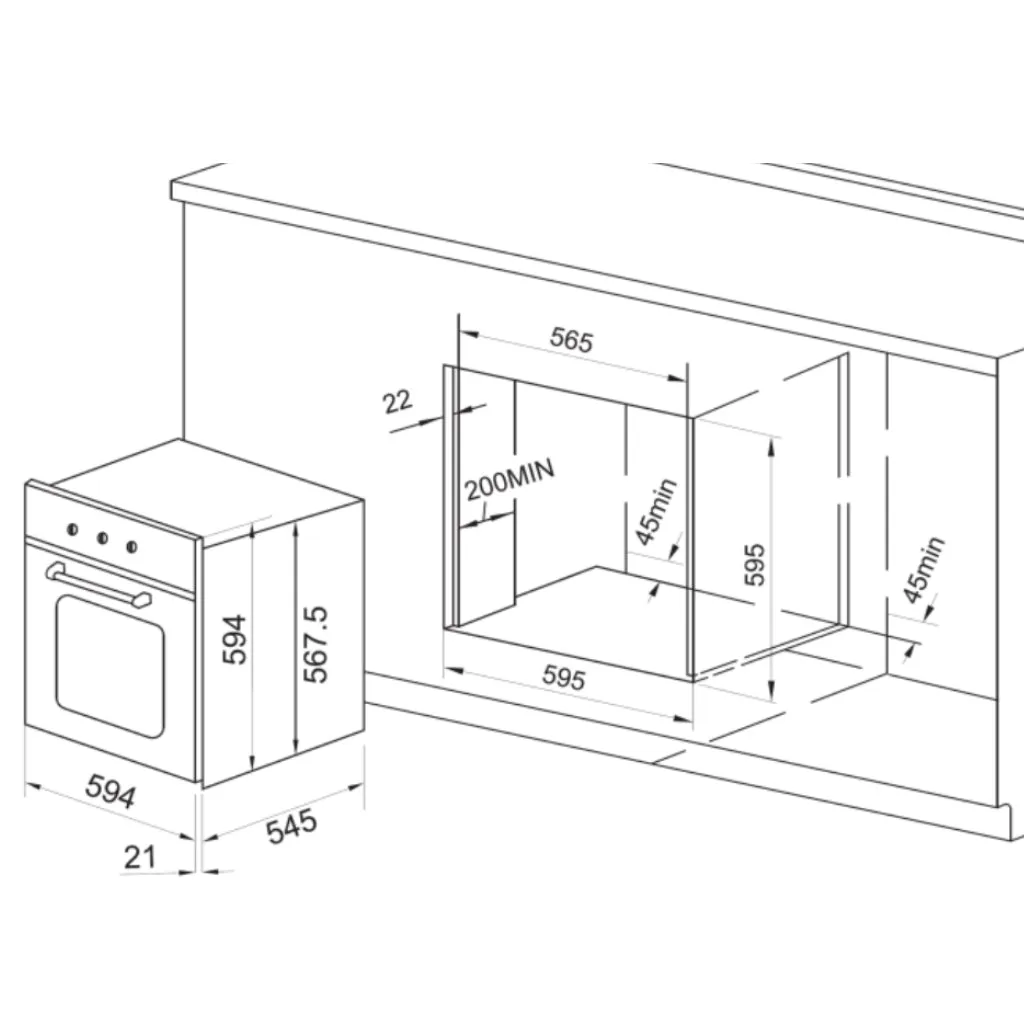 ARC AOF6SE1 60cm Electric Built-In Oven