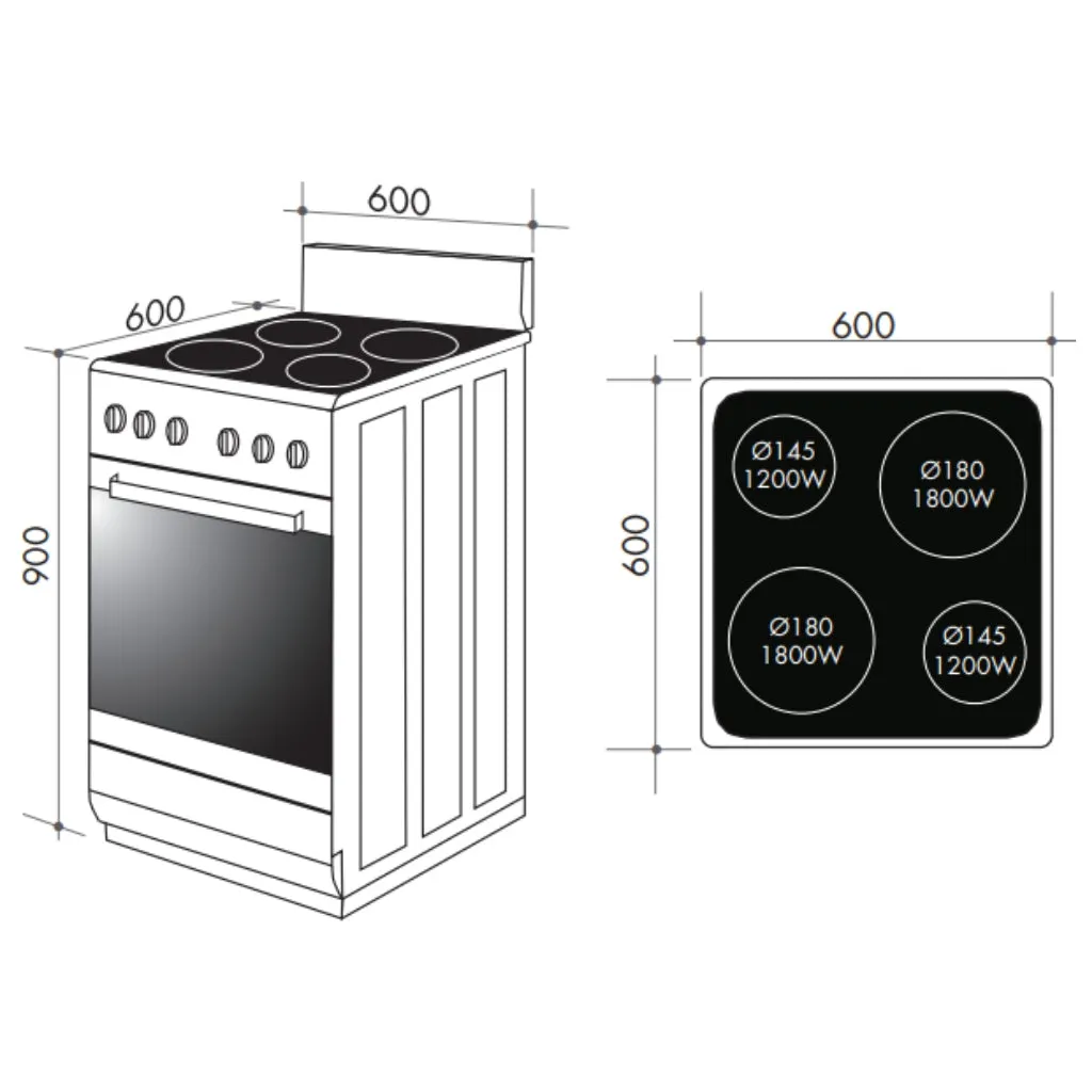 Artusi AFC607X 60cm Freestanding Stainless Steel Electric Stove