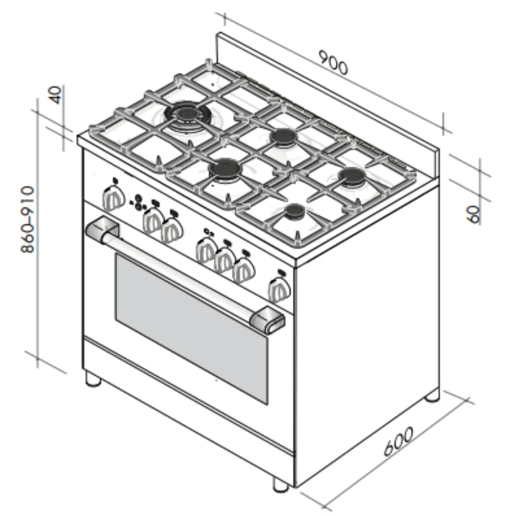 Artusi AFG911B 90cm Freestanding Black Dual Fuel Stove