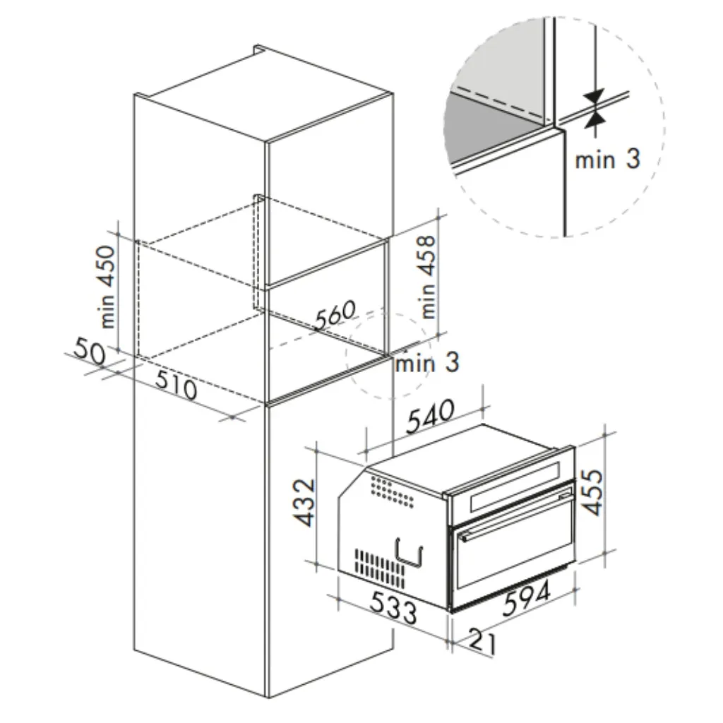 Artusi AO450X 45cm Single Electric Oven