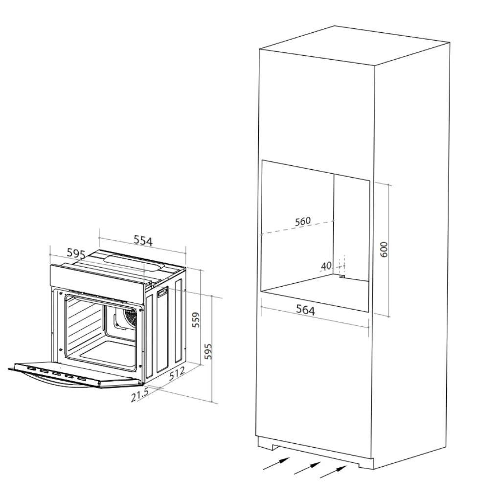 Artusi AO601W 60cm Single White Electric Oven