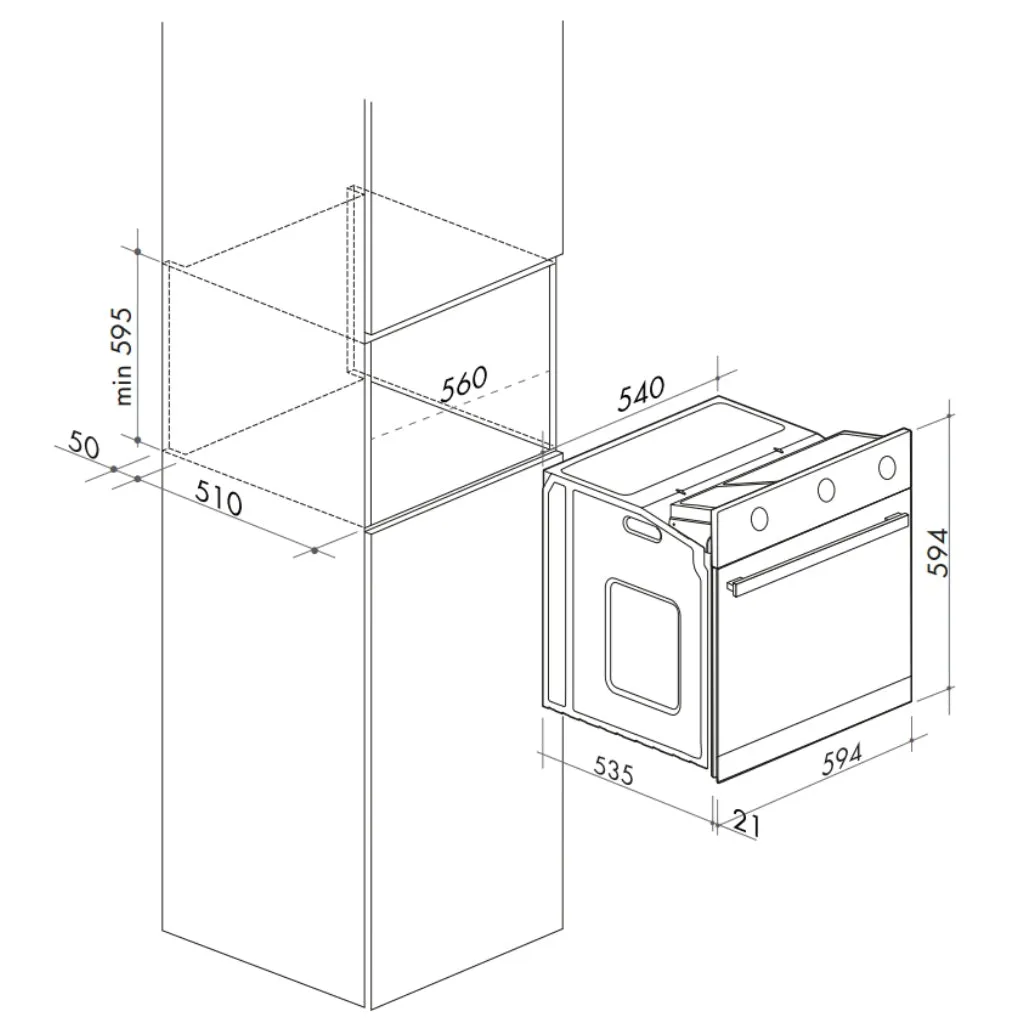 Artusi AO650X 60cm Single Electric Oven