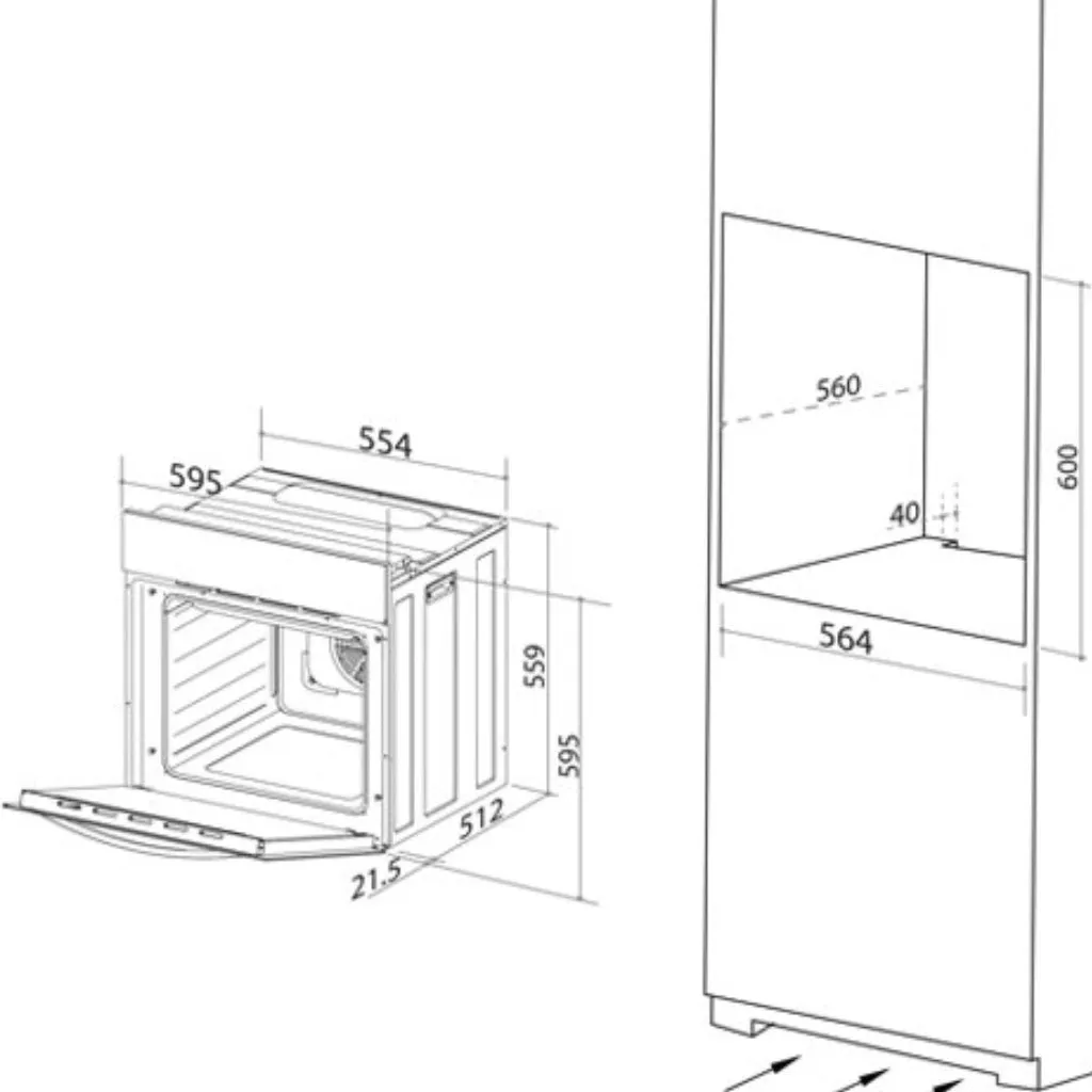 Artusi CAO600X 60cm Single Built-In Electric Oven