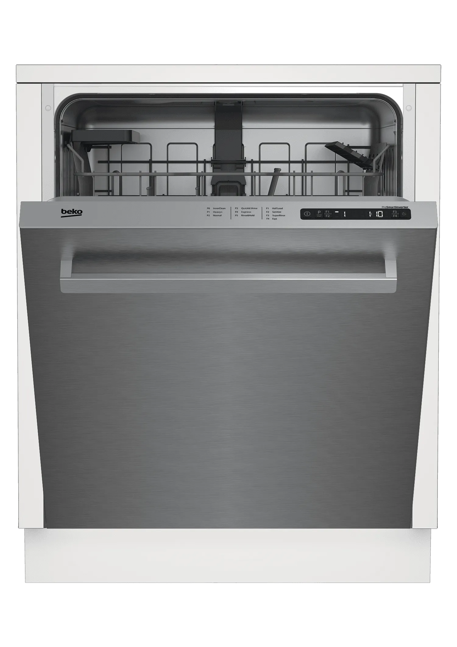 Beko DDN25401X Full Size Stainless Dishwasher, 14 Place Settings, 48 Dba, Top Control