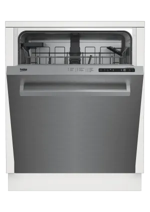 Beko DDN25401X Full Size Stainless Dishwasher, 14 Place Settings, 48 Dba, Top Control