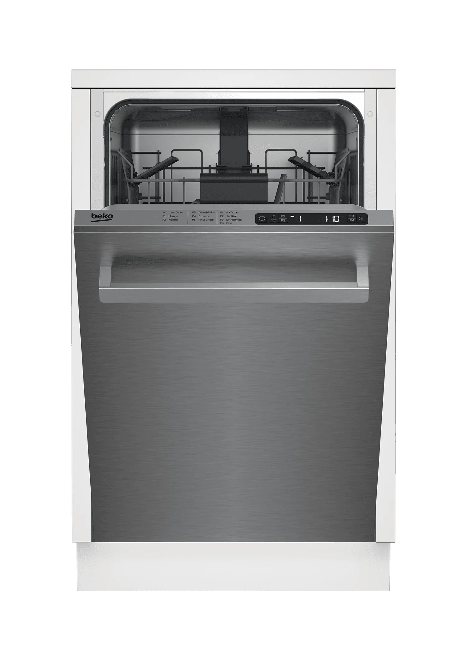 Beko DDS25842X Slim Size Stainless Dishwasher, 8 Place Settings, 48 Dba, Top Control