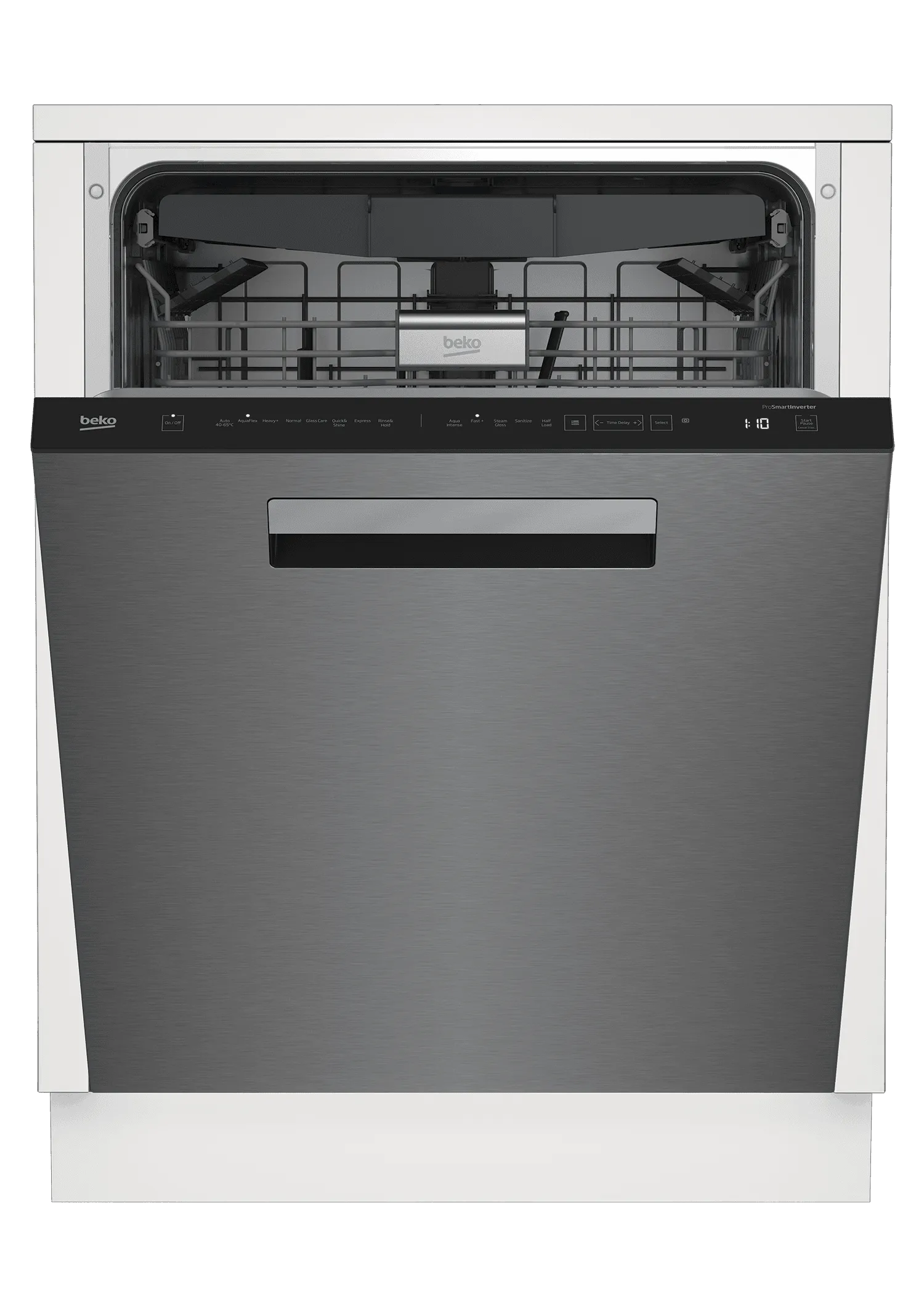 Beko DDT38530XIH Tall Tub Stainless Dishwasher, 16 Place Settings, 45 Dba, Top Control With Pocket Handle