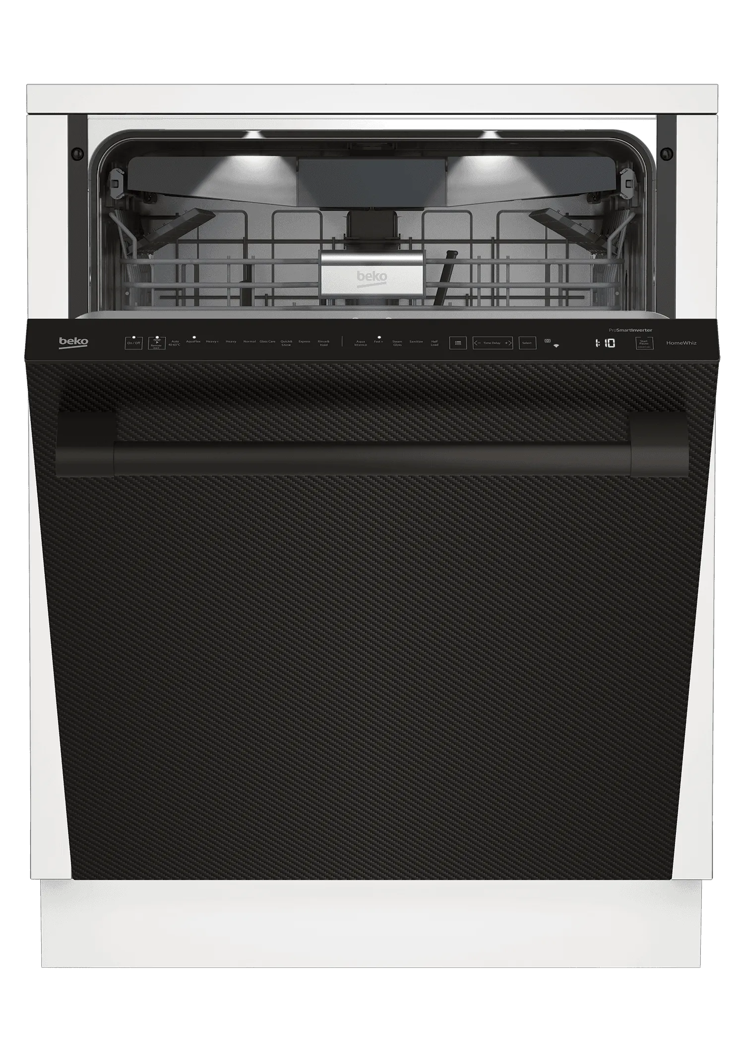 Beko DDT39432CF Tall Tub Wifi Connected Carbon Fiber Dishwasher, 16 Place Settings, 39 Dba, Top Control