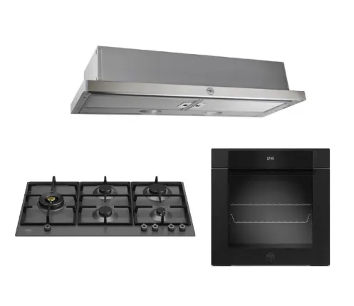 Bertazzoni 90cm P905LPROX/NE Gas Hob   F6011MODELN 11 Function Oven   K90TELXA Telescopic Hood