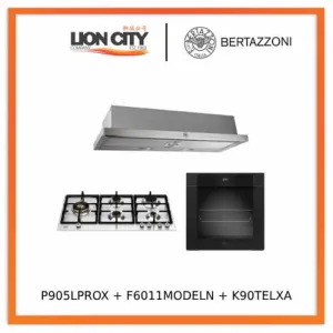 Bertazzoni 90cm P905LPROX/NE Gas Hob   F6011MODELN 11 Function Oven   K90TELXA Telescopic Hood