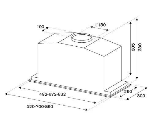 Bertazzoni KIN70MOD1XB 70 cm built-in hood, 1 motor