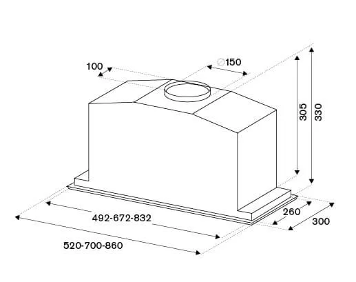 Bertazzoni  KIN86MOD1XB 86 cm built-in hood, 1 motor