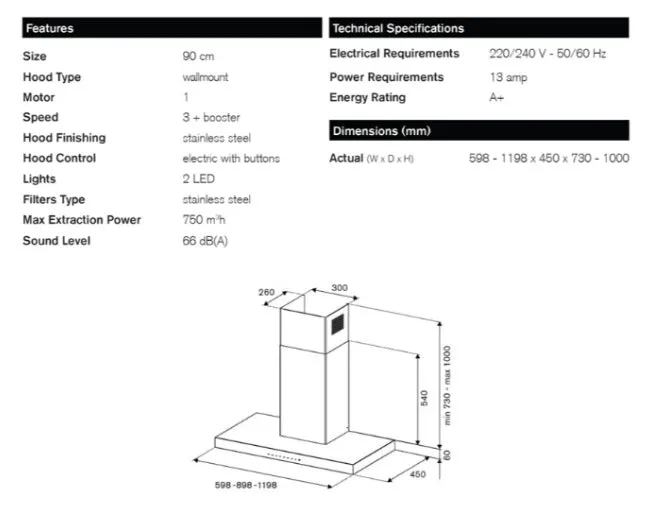 Bertazzoni KT90P1AXT / KT90P1ANET 90cm Wall-Mount Hood