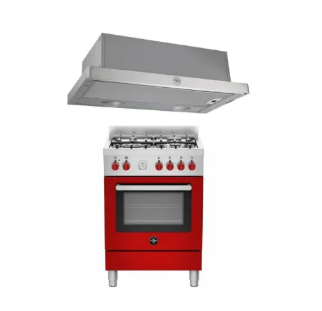 Bertazzoni La Germania RI64C61BX/XR/XB Free Standing Cooker Bundle   K60TELXA Telescopic Hood