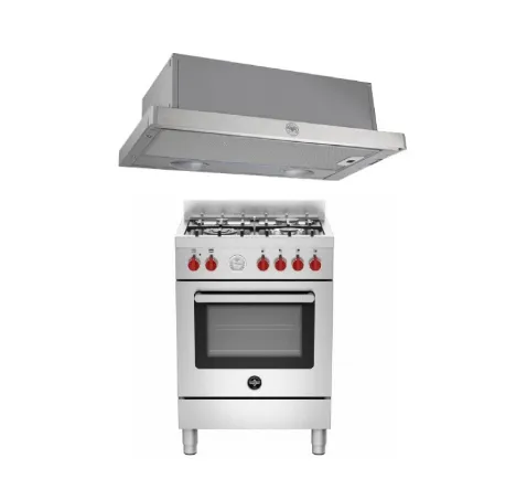 Bertazzoni La Germania RI64C61BX/XR/XB Free Standing Cooker Bundle   K60TELXA Telescopic Hood