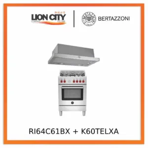 Bertazzoni La Germania RI64C61BX/XR/XB Free Standing Cooker Bundle   K60TELXA Telescopic Hood