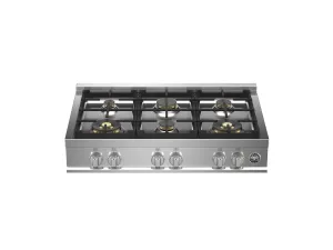 Bertazzoni MAST366RTBXT 36 Gas Rangetop 6 Brass Burners Stainless Steel