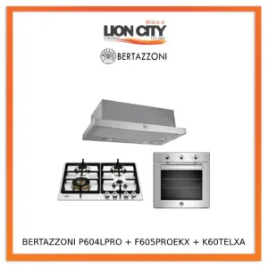 Bertazzoni P604LPRO 60cm Gas Hob with Wok   F605PROEKX 60cm Electric Built-in Ovens   K60TELXA 60cm Telescopic Hood Bundle Deal