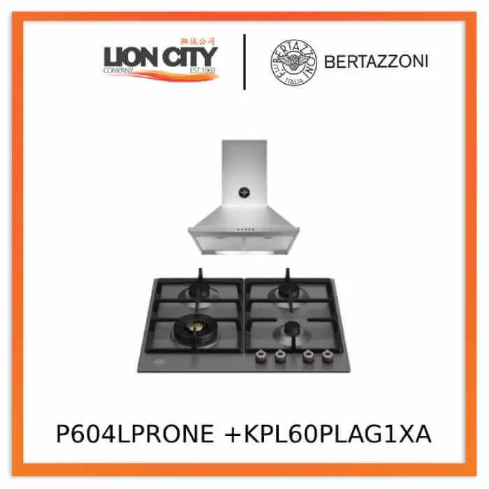 Bertazzoni P604LPRONE 60cm Gas Hob   KPL60PLAG1XA Wall-Mount Hood