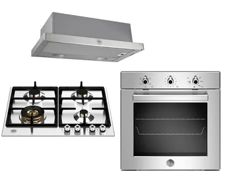 Bertazzoni P604LPROX 60 cm Gas hob with wok F605PROEKX 60cm Electric Built-in Ovens 5 functions K60TELXA 60 cm telescopic hood