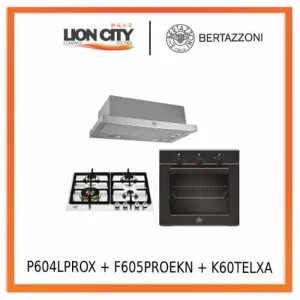 Bertazzoni P604LPROX 60cm 4-Burner Gas   F605PROEKN 5 Function Oven   K60TELXA Hood