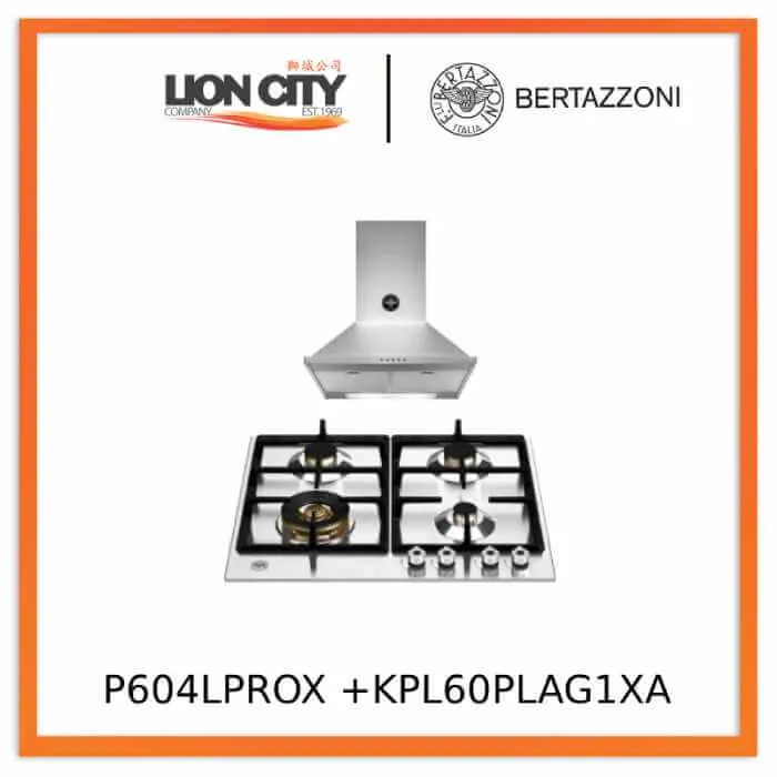 Bertazzoni P604LPROX 60cm Gas Hob   KPL60PLAG1XA Wall-Mount Hood