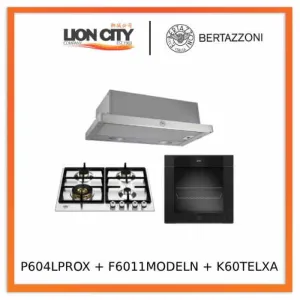 Bertazzoni P604LPROX/NE 60cm Gas Hob   F6011MODELN 11 Function Oven   K60TELXA Telescopic Hood
