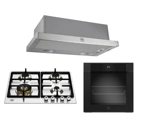 Bertazzoni P604LPROX/NE 60cm Gas Hob   F6011MODELN 11 Function Oven   K60TELXA Telescopic Hood