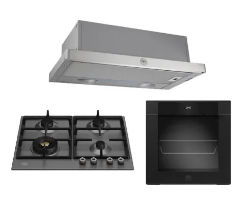 Bertazzoni P604LPROX/NE 60cm Gas Hob   F6011MODELN 11 Function Oven   K60TELXA Telescopic Hood