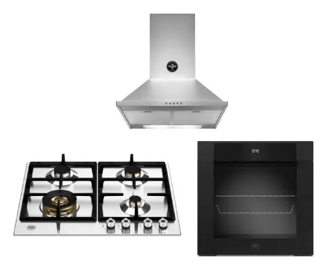Bertazzoni P604LPROX/NE 60cm Gas Hob   F6011MODELN 11 Function Oven   KPL60PLAG1XA Wall-Mount Hood