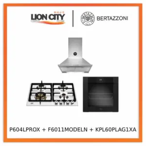 Bertazzoni P604LPROX/NE 60cm Gas Hob   F6011MODELN 11 Function Oven   KPL60PLAG1XA Wall-Mount Hood