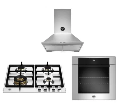 Bertazzoni P604LPROX/NE 60cm Gas Hob   F6011MODELX 11 Function Oven   KPL60PLAG1XA Wall-Mount Hood