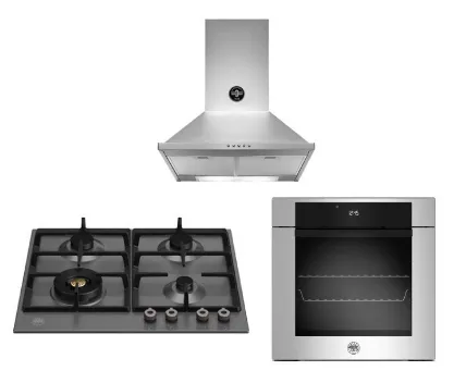 Bertazzoni P604LPROX/NE 60cm Gas Hob   F6011MODELX 11 Function Oven   KPL60PLAG1XA Wall-Mount Hood
