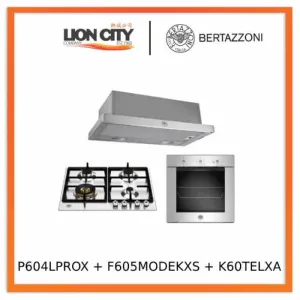 Bertazzoni P604LPROX/NE 60cm Gas Hob   F605MODEKXS 5 Function Oven   K60TELXA Telescopic Hood