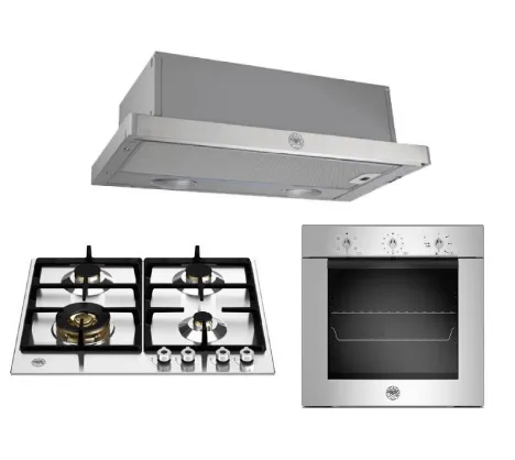Bertazzoni P604LPROX/NE 60cm Gas Hob   F605MODEKXS 5 Function Oven   K60TELXA Telescopic Hood