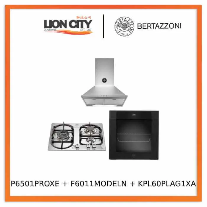 Bertazzoni P6501PROXE 60cm 3-Burner Gas Hob   F6011MODEL 11 Function Oven   KPL60PLAG1XA Hood