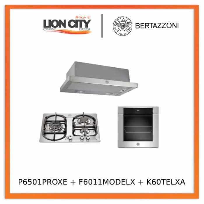 Bertazzoni P6501PROXE 60cm 3-Burner Gas Hob   F6011MODELX/LN 11 Function Oven   K60TELXA Hood