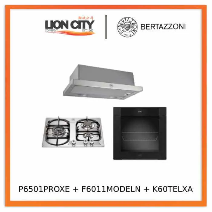 Bertazzoni P6501PROXE 60cm 3-Burner Gas Hob   F6011MODELX/LN 11 Function Oven   K60TELXA Hood