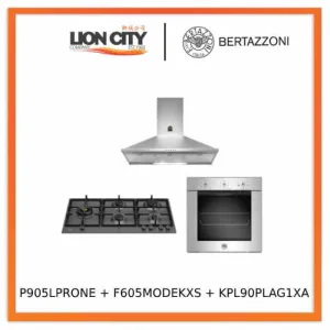 Bertazzoni P905LPRONE 90cm Gas Hob   F605MODEKXS 5 Function Oven   KPL90PLAG1XA Wall-Mount Hood