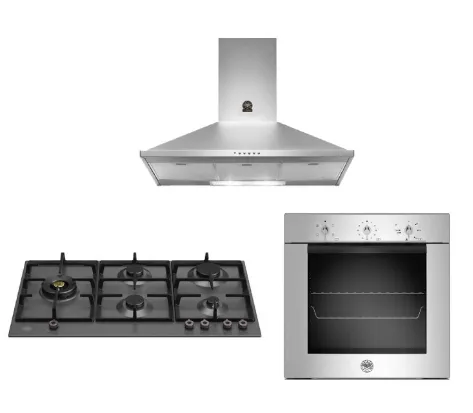 Bertazzoni P905LPRONE 90cm Gas Hob   F605MODEKXS 5 Function Oven   KPL90PLAG1XA Wall-Mount Hood