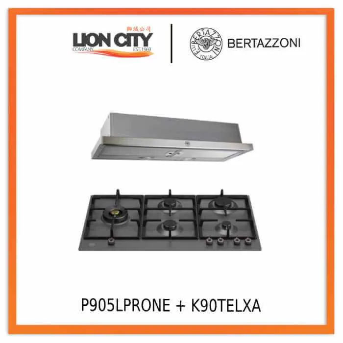 Bertazzoni P905LPRONE 90cm Gas Hob   K90TELXA Telescopic Hood