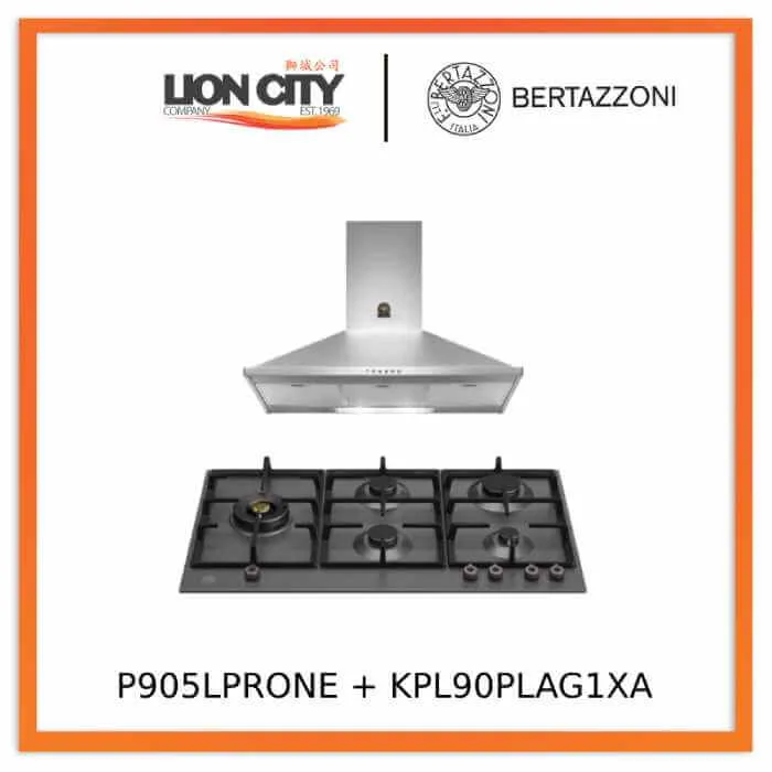 Bertazzoni P905LPRONE 90cm Gas Hob   KPL90PLAG1XA Wall-Mount Hood