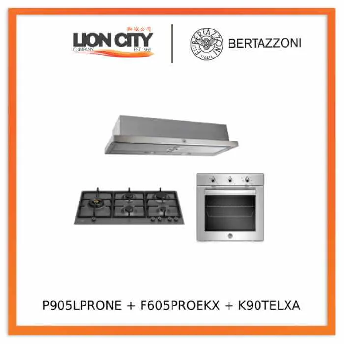 Bertazzoni P905LPRONE Professional 90cm 5-Burner Gas Hob   F605PROEKX 5 Function Oven  K90TELXA Hood