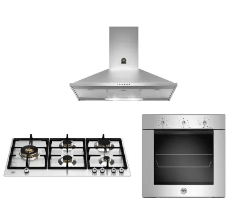 Bertazzoni P905LPROX 90cm Gas Hob   F605MODEKXS 5 Function Oven   KPL90PLAG1XA Wall-Mount Hood