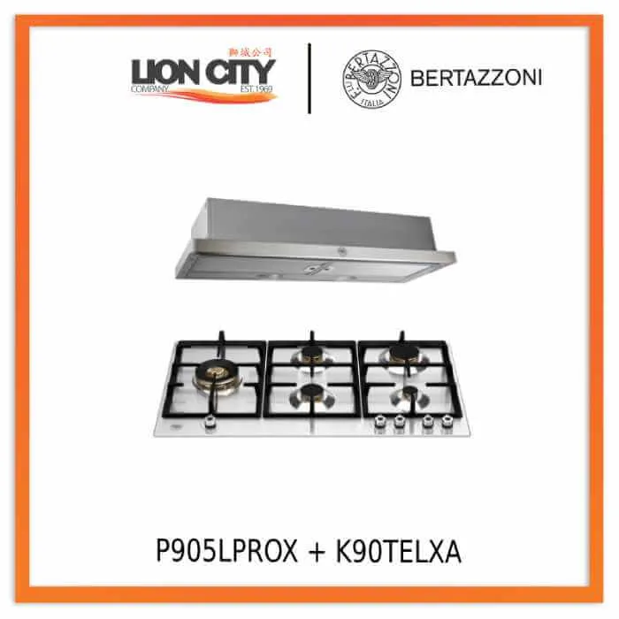 Bertazzoni P905LPROX 90cm Gas Hob   K90TELXA Telescopic Hood