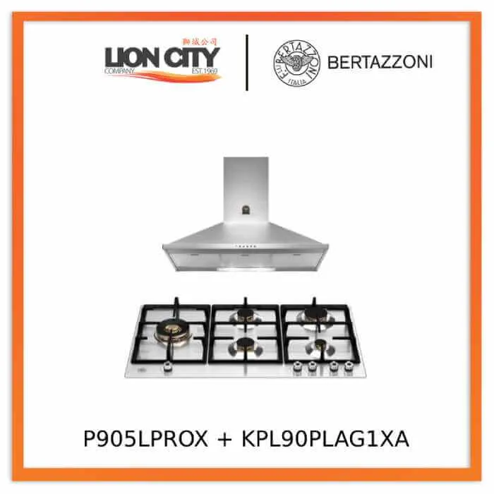 Bertazzoni P905LPROX 90cm Gas Hob   KPL90PLAG1XA Wall-Mount Hood