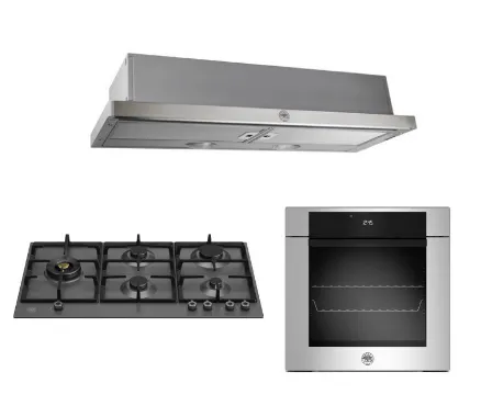Bertazzoni P905LPROX/NE 90cm Gas Hob   F6011MODELX 11 Function Oven  K90TELXA Telescopic Hood