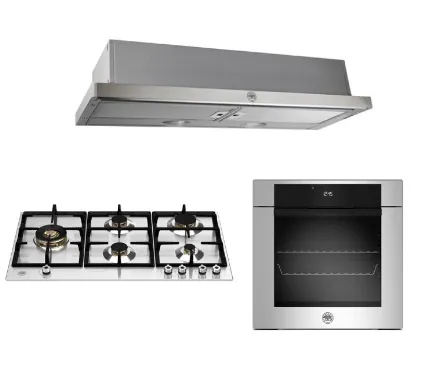 Bertazzoni P905LPROX/NE 90cm Gas Hob   F6011MODELX 11 Function Oven  K90TELXA Telescopic Hood