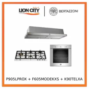 Bertazzoni P905LPROX/NE 90cm Gas Hob   F605MODEKXS 5 Function Oven   K90TELXA Telescopic Hood